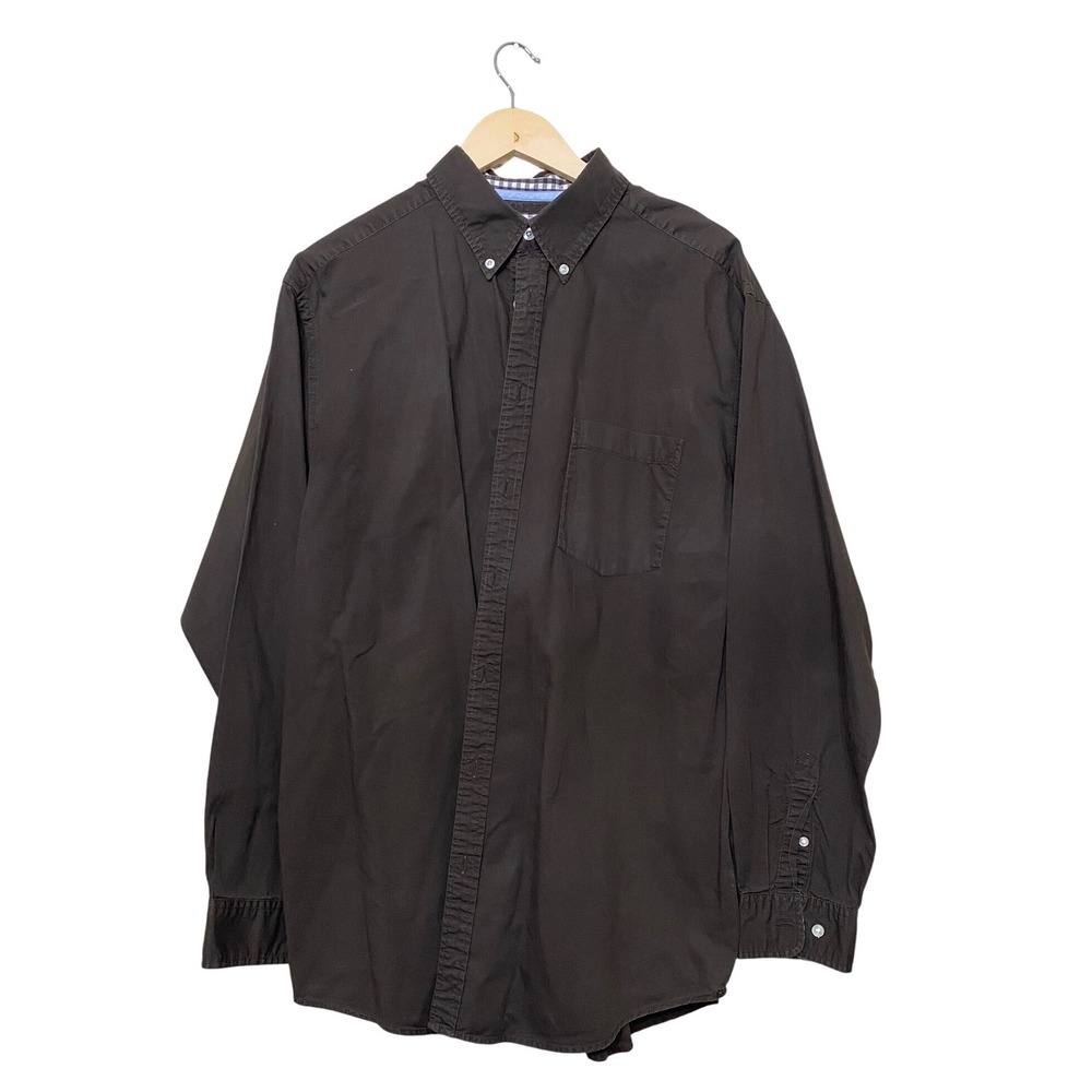 Casuals‎ Mens XLT Brown Micro Corduroy Button Down Long Sleeve Shirt 100% Cotton